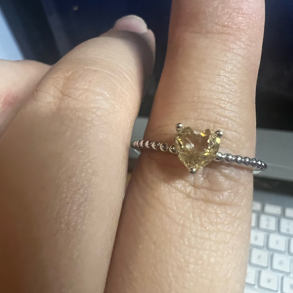 Citrine heart ring